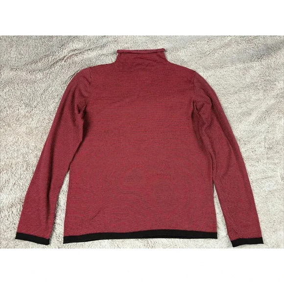 Title Nine Sweater Red Striped Long Sleeve Striped Mock Neck Size Large - Picture 6 of 16